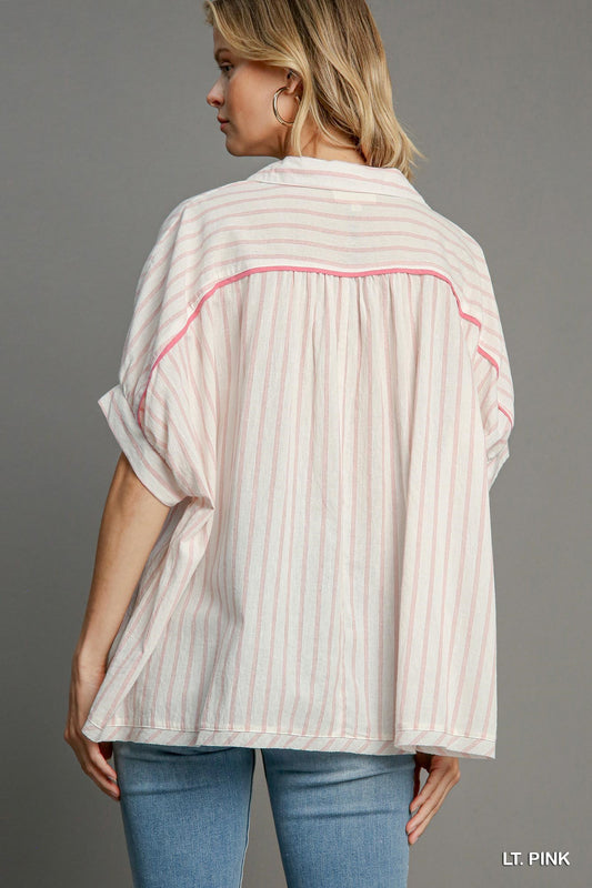 COLLARD BOXY PINK TOP
