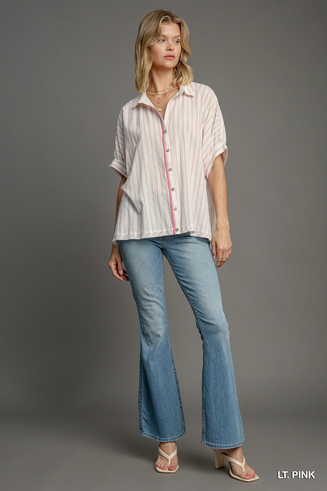 COLLARD BOXY PINK TOP