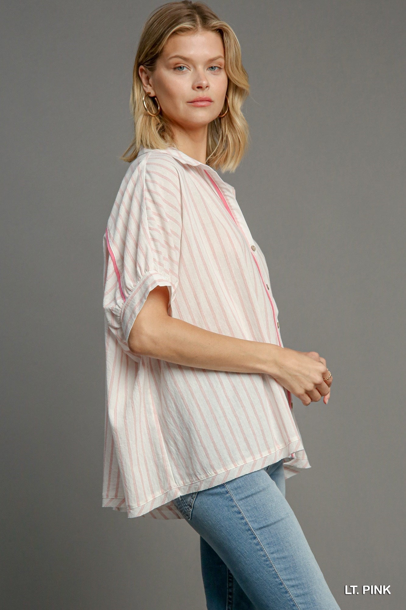 COLLARD BOXY PINK TOP