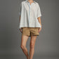 COLLARD BOXY BLUE TOP