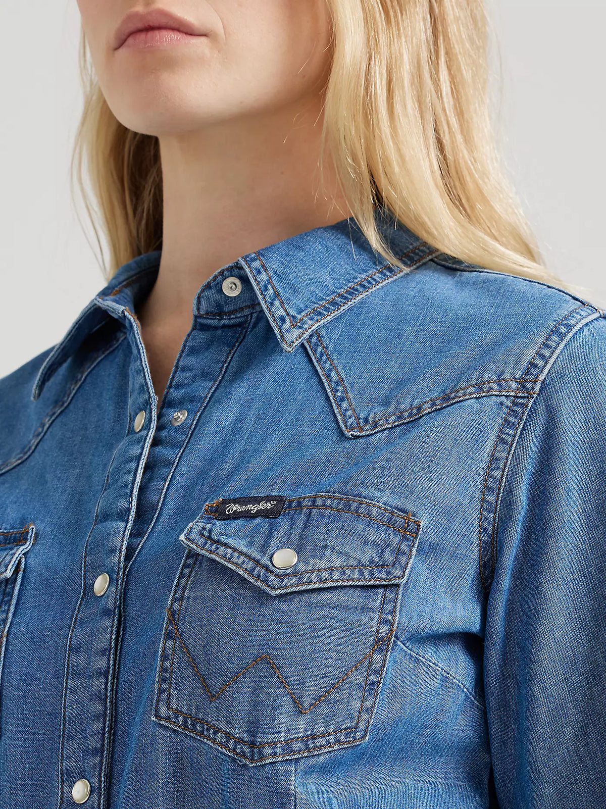 WM DENIM SNAP LS DRESS