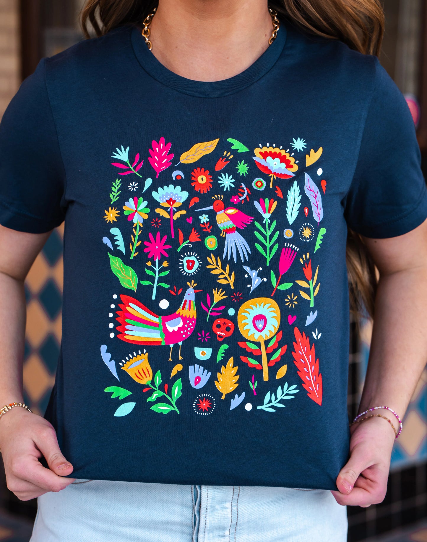 FIESTA FLOWERS NAVY TEE