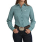 WOMENS TEAL PRINTED LS TOP