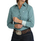 WOMENS TEAL PRINTED LS TOP