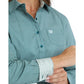 WOMENS TEAL PRINTED LS TOP