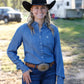 WOMEN CHAMBRAY LONG SLEEVE INDIGO