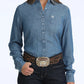 WOMEN CHAMBRAY LONG SLEEVE INDIGO