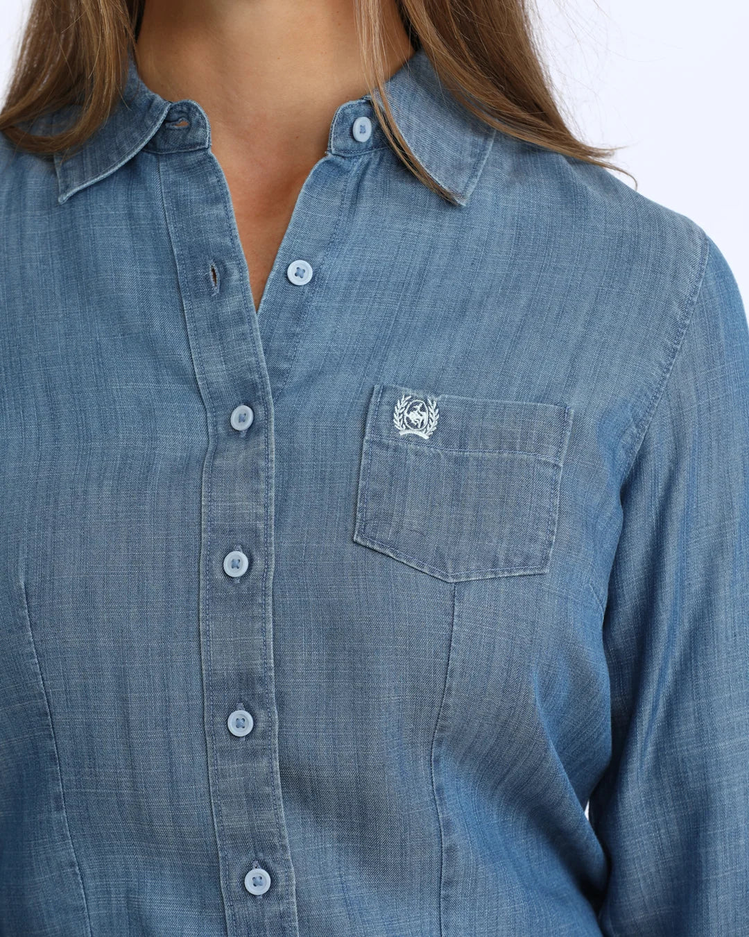 WOMEN CHAMBRAY LONG SLEEVE INDIGO