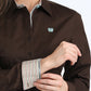 WOMENS SOLID BROWN LS BUTTON DOWN