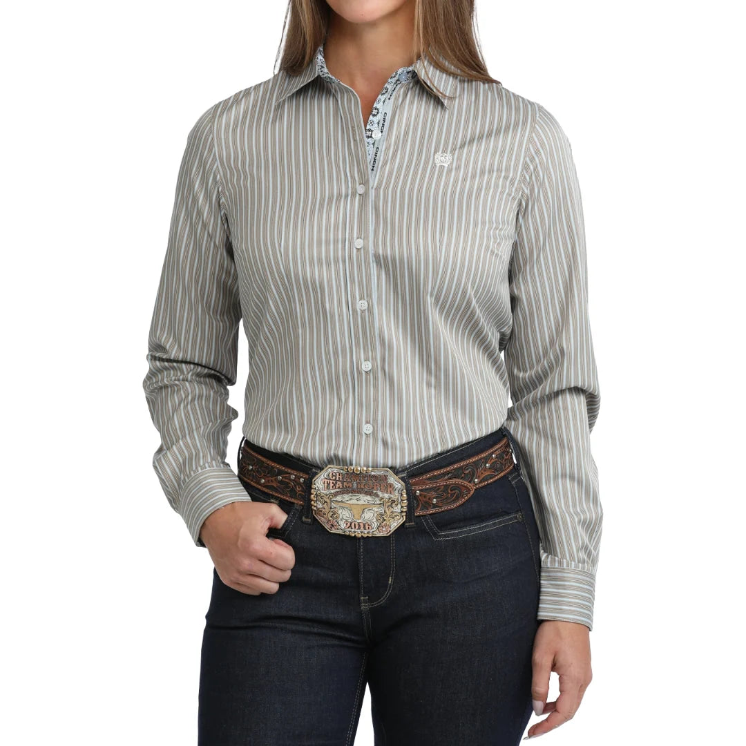WOMENS STRIPE LONG SLEEVE BROWN