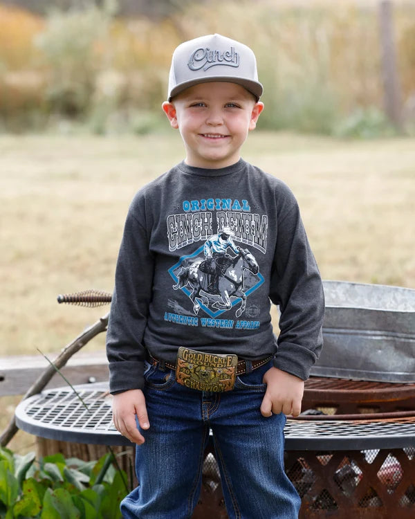 BOYS CHARCOAL COWBOY LONG SLEEVE