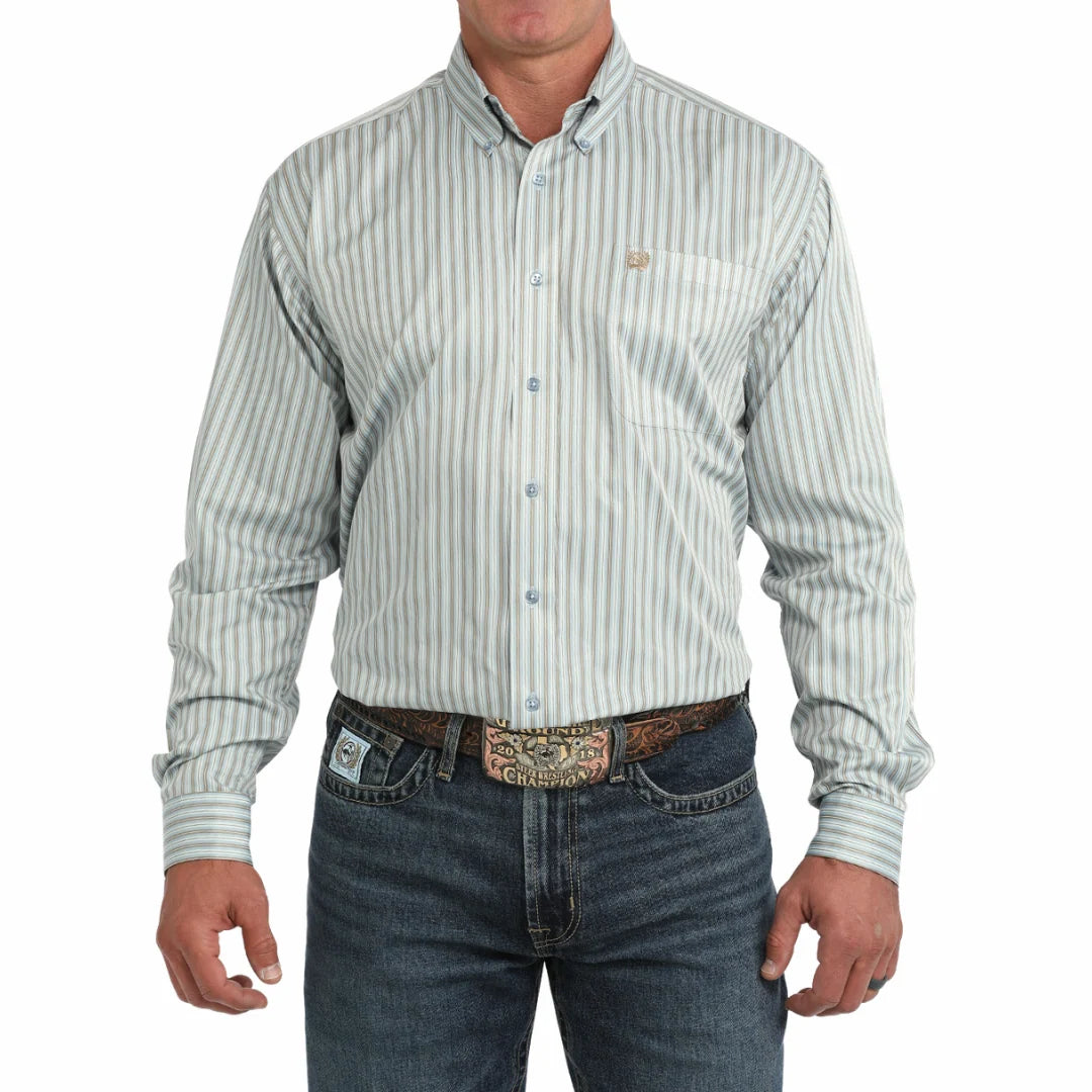 MENS STRIPE LONG SLEEVE LIGHT BLUE