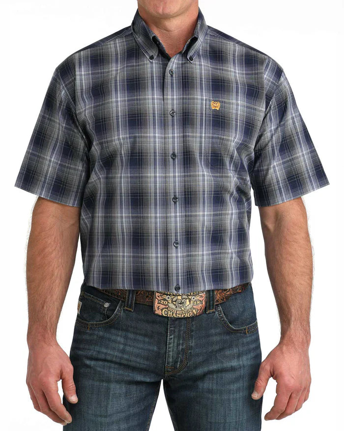 MNS SS NAVY PLAID