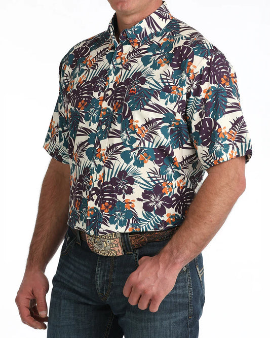 ARENA FLEX CREAM PRINT SS SHIRT