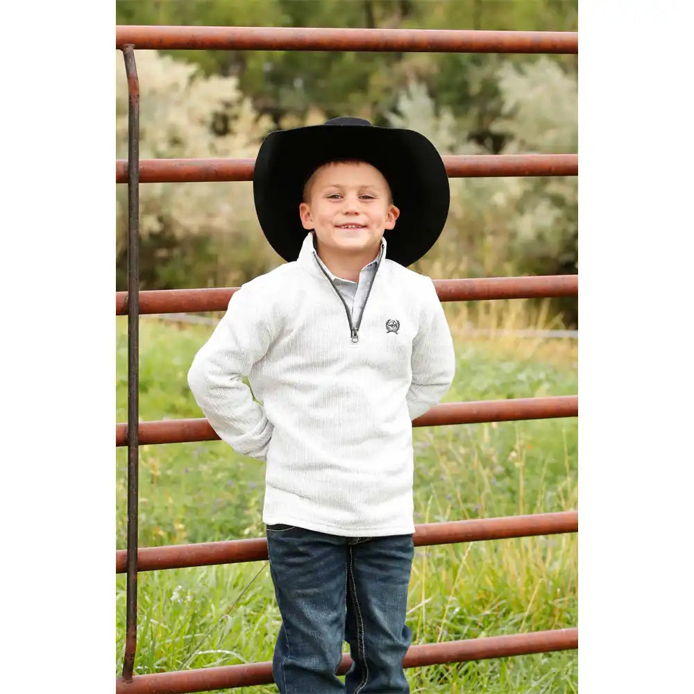 BOYS 1/4 ZIP GRAY SWEATER