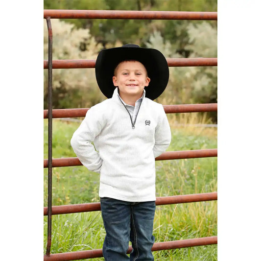 BOYS 1/4 ZIP GRAY SWEATER