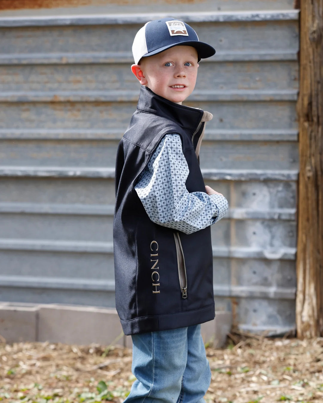 BOY NAVY BONDED VEST