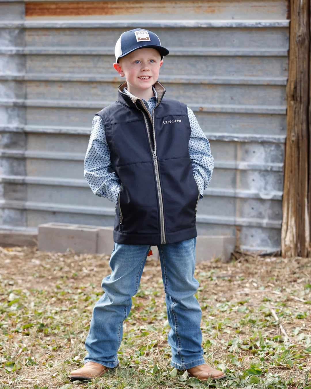 BOY NAVY BONDED VEST