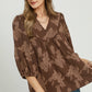 FLORAL COCOA BABYDOLL TOP