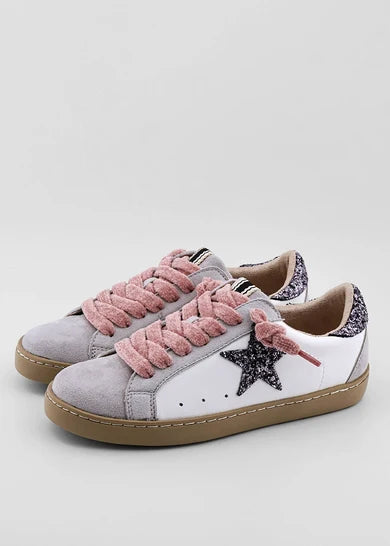 PAULA MINI PEWTER GLITTER TODDLER / KIDS SNEAKERS