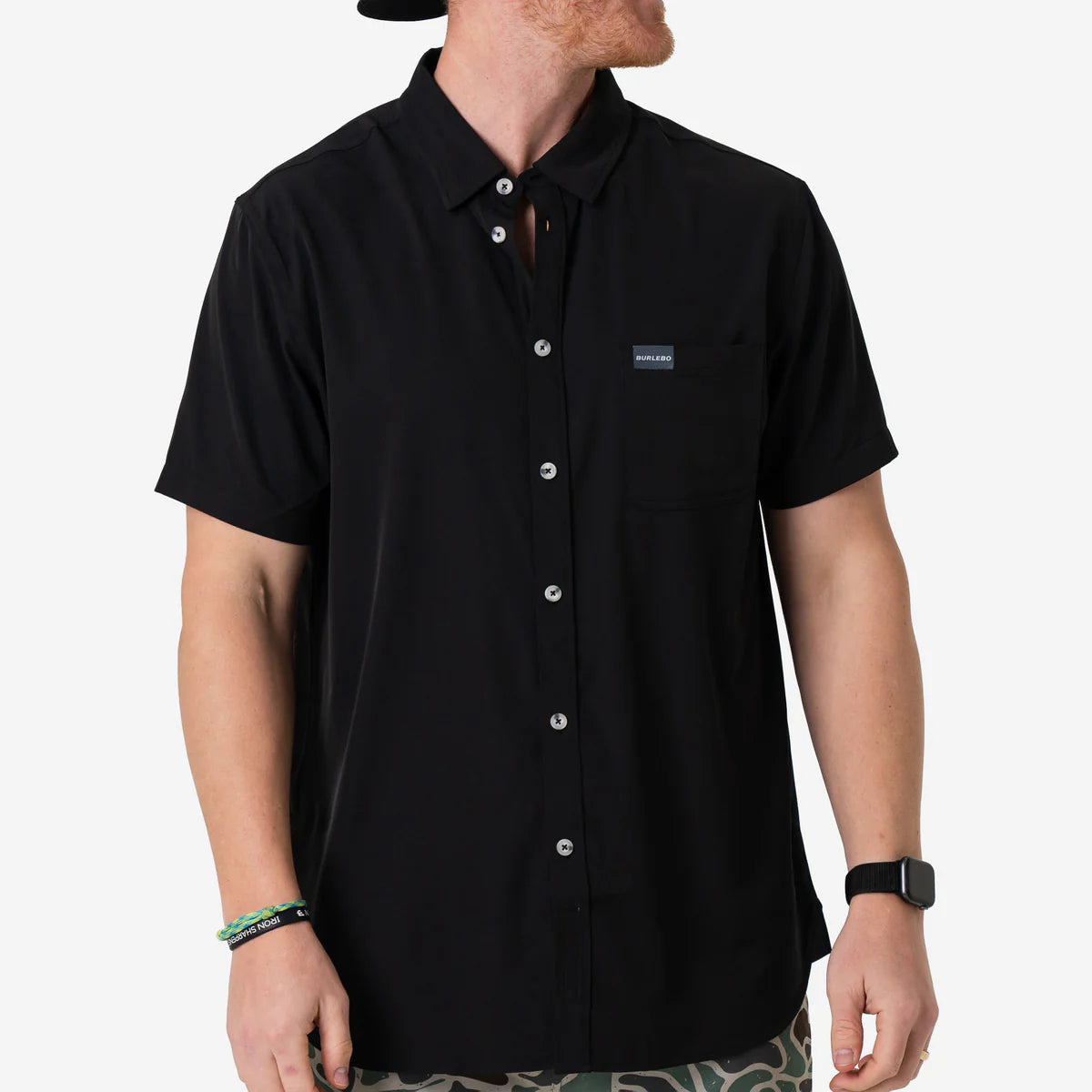 PERFROMANCE BUTTON UP HEATHER BLACK