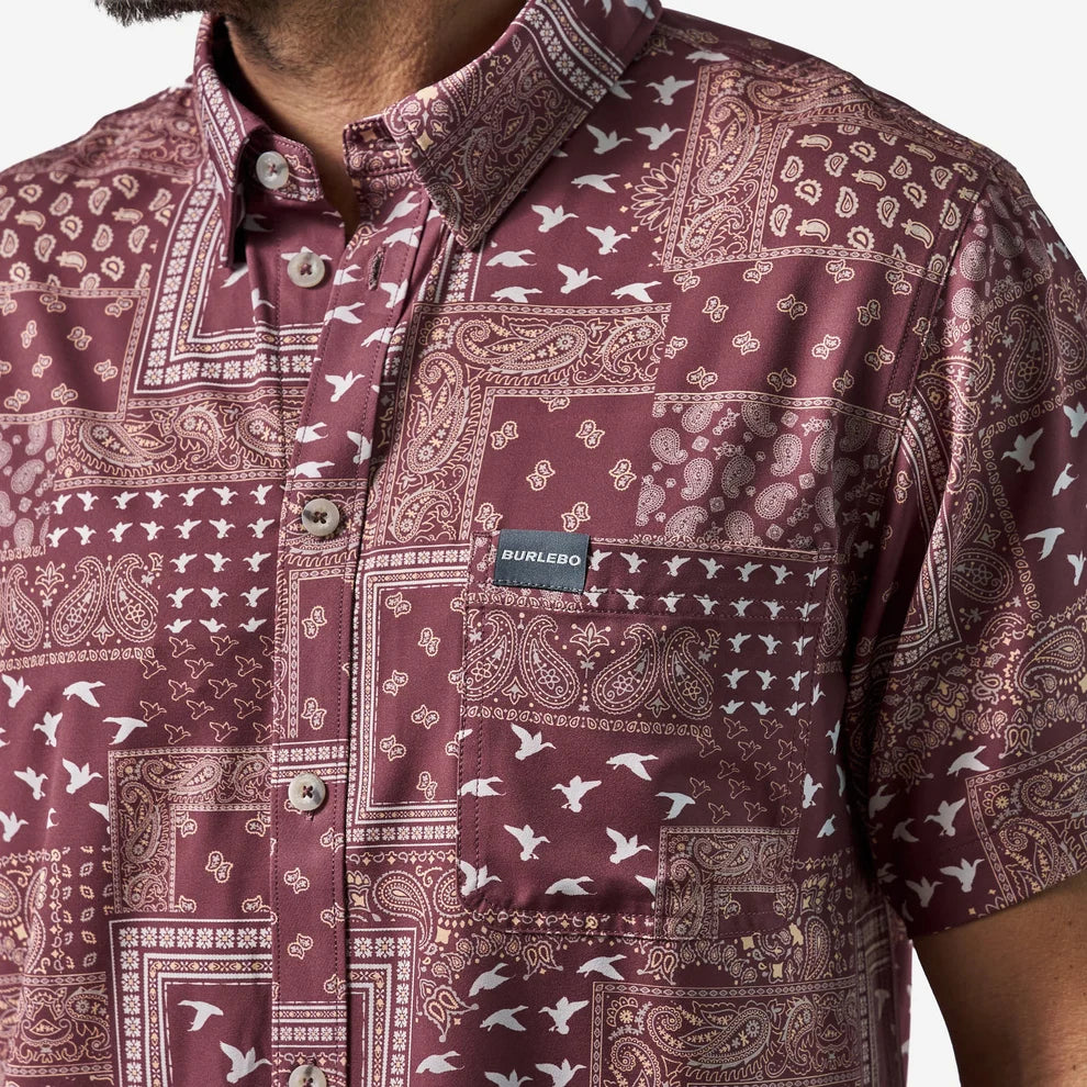 PERFORMANCE WESTERN SHIRT PAISLEY MAROON