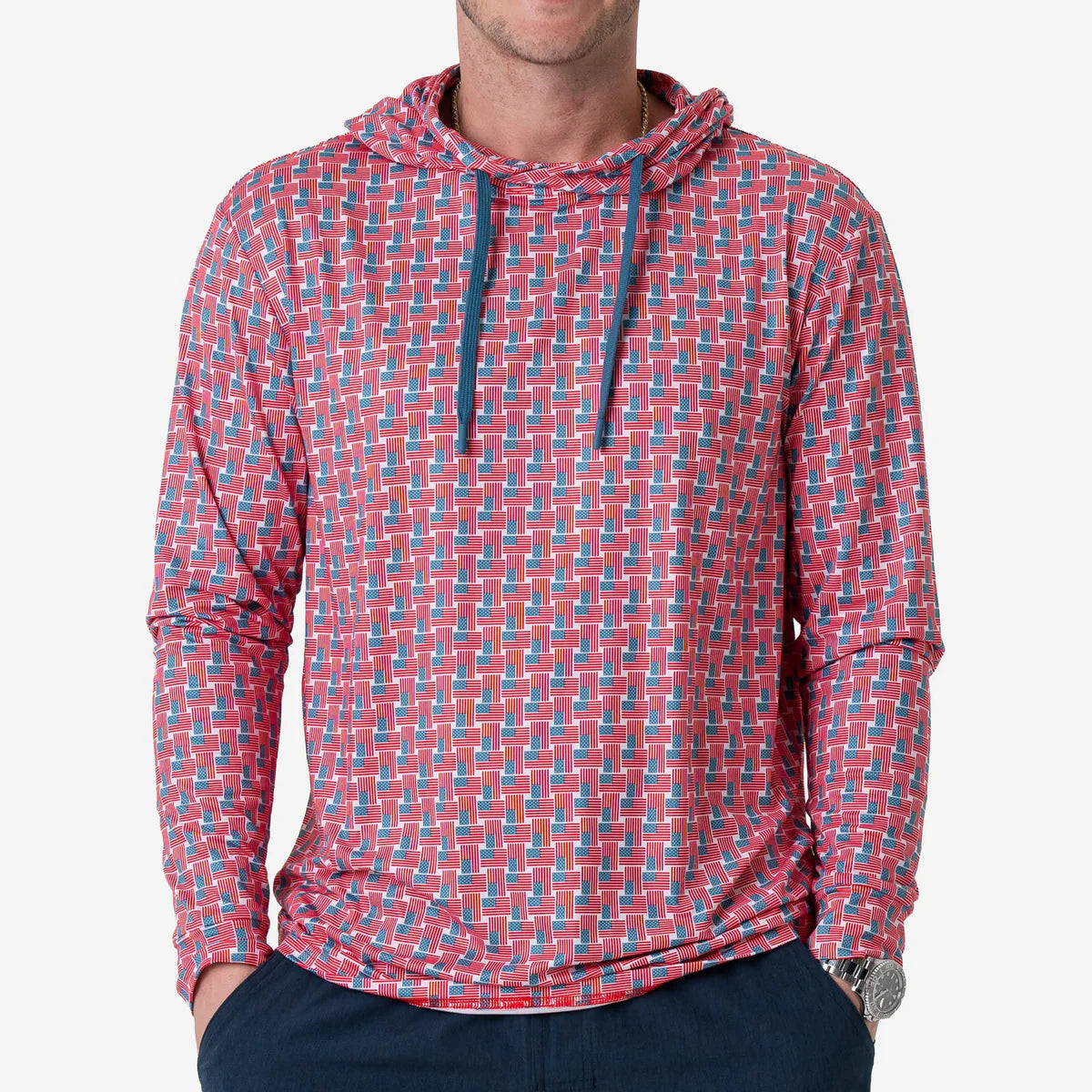 PERFORMANCE HOODIE - AMERICAN FLAG PRINT