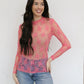 WM LACE PINK LS TOP