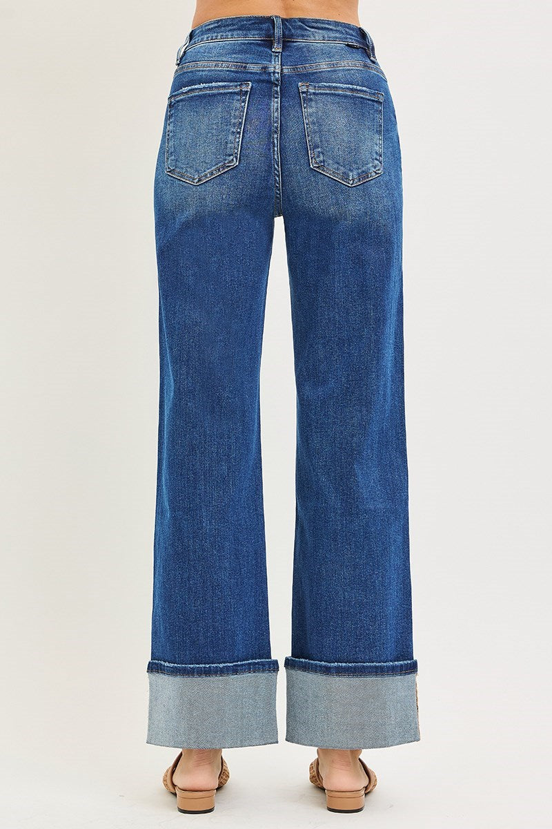 HR ANKLE WIDE TURN-UP JEANS