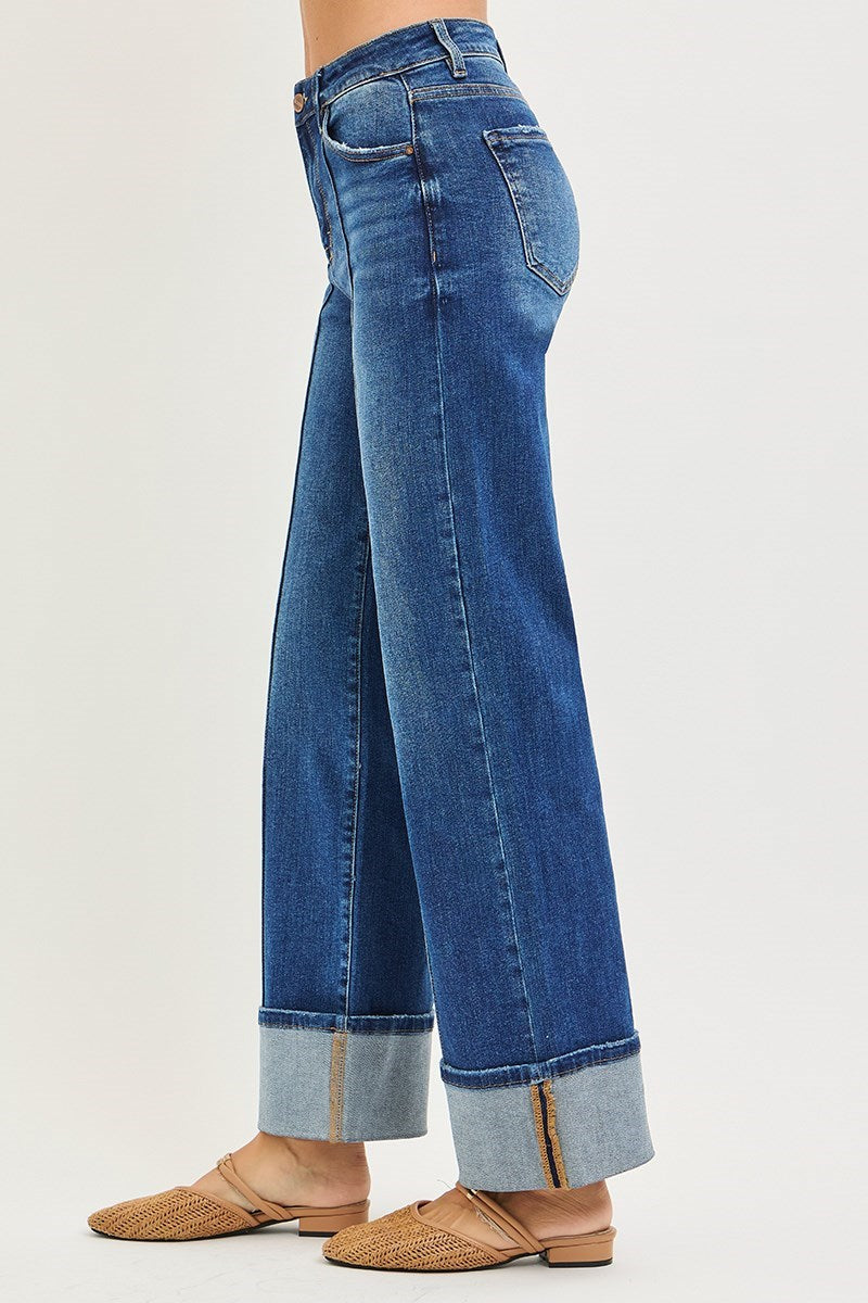 HR ANKLE WIDE TURN-UP JEANS