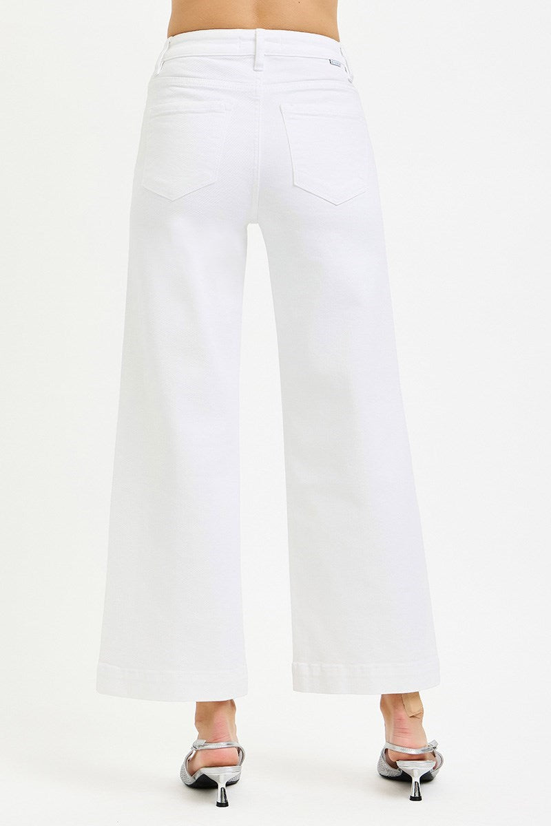 TUMMY CONTROL HI-RISE CROP WIDE WHITE JEAN