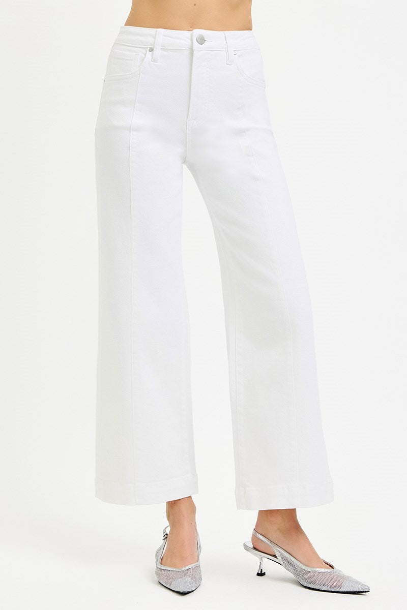 TUMMY CONTROL HI-RISE CROP WIDE WHITE JEAN