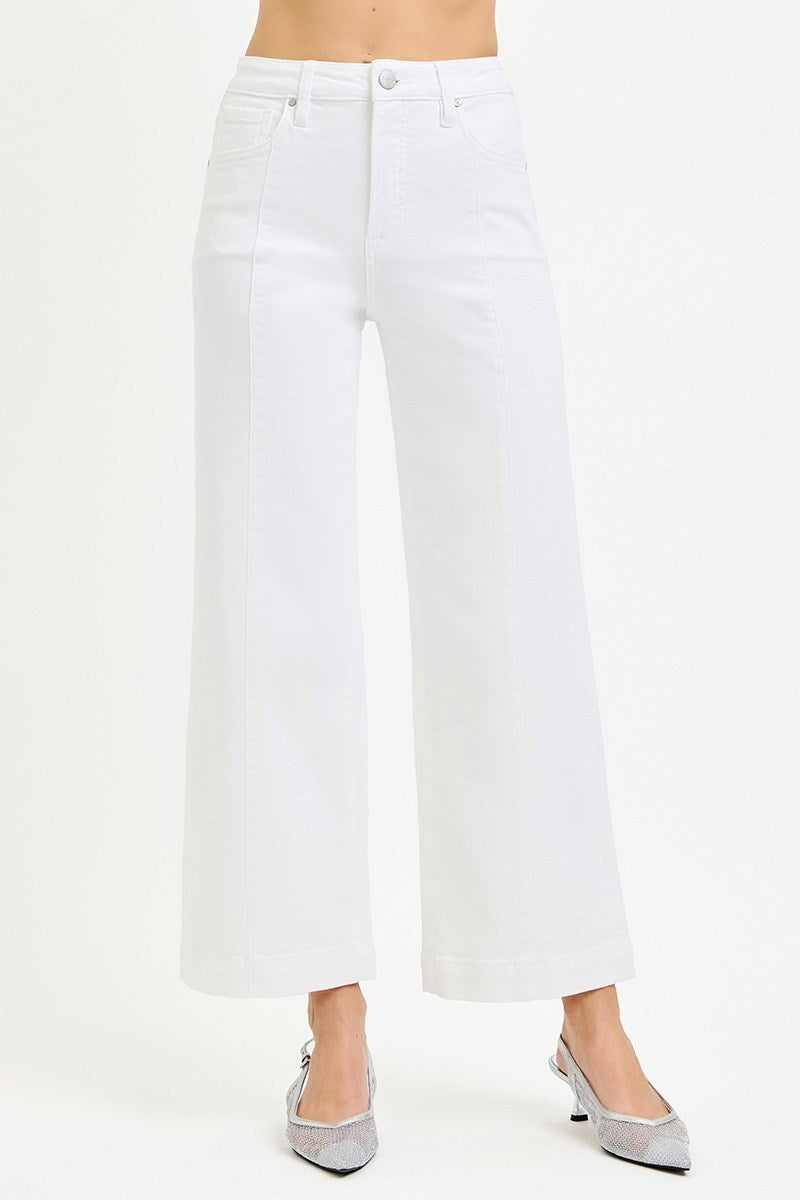 TUMMY CONTROL HI-RISE CROP WIDE WHITE JEAN