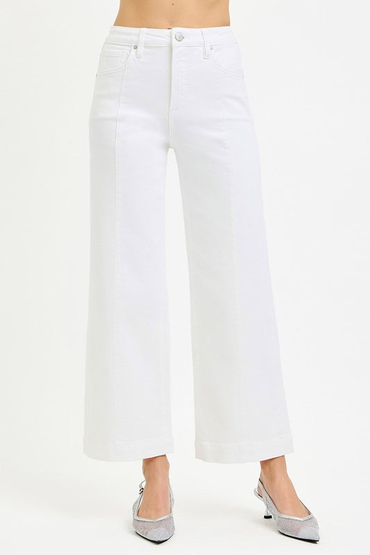 TUMMY CONTROL HI-RISE CROP WIDE WHITE JEAN