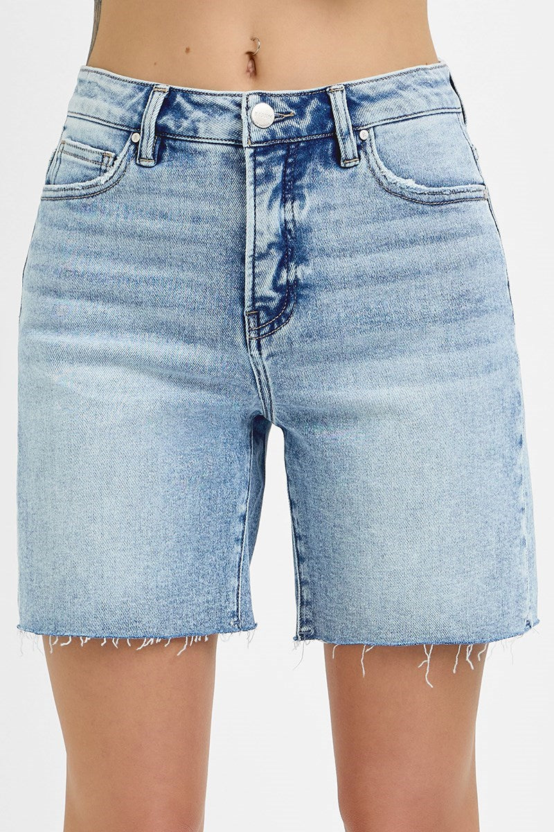 LIGHT TUMMY CONTROL HI-RISE RAW HEM SHORTS