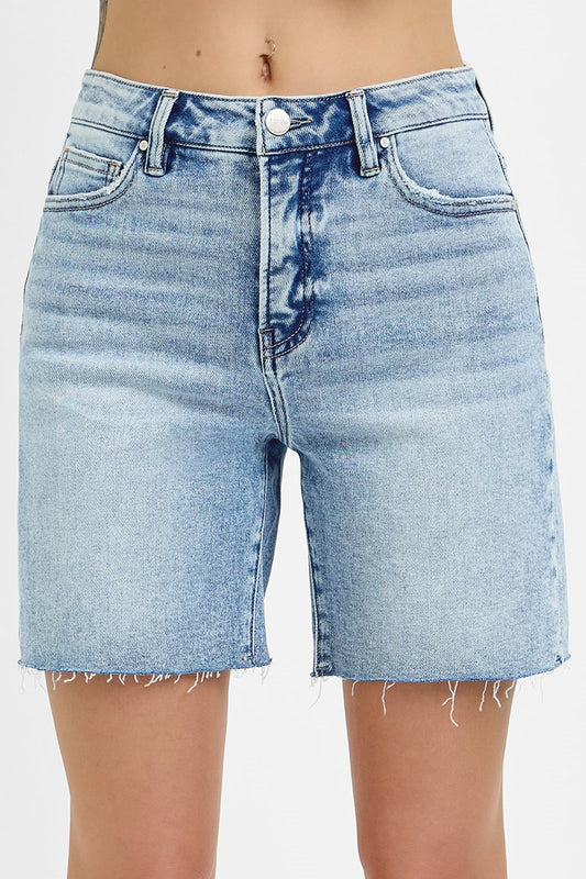 LIGHT TUMMY CONTROL HI-RISE RAW HEM SHORTS