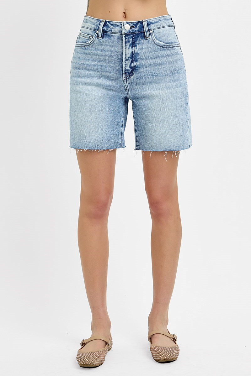 LIGHT TUMMY CONTROL HI-RISE RAW HEM SHORTS