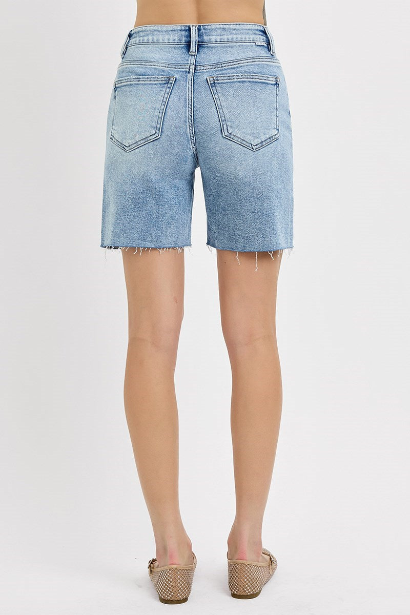 LIGHT TUMMY CONTROL HI-RISE RAW HEM SHORTS