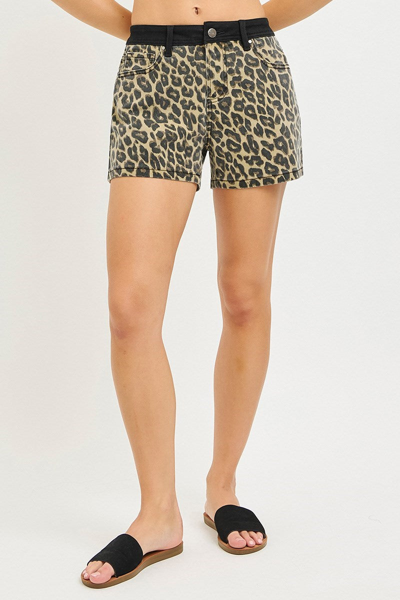 HI-RISE LEOPARD WAIST SHORTS