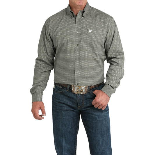CINCH MN OLIVE PLAID LS