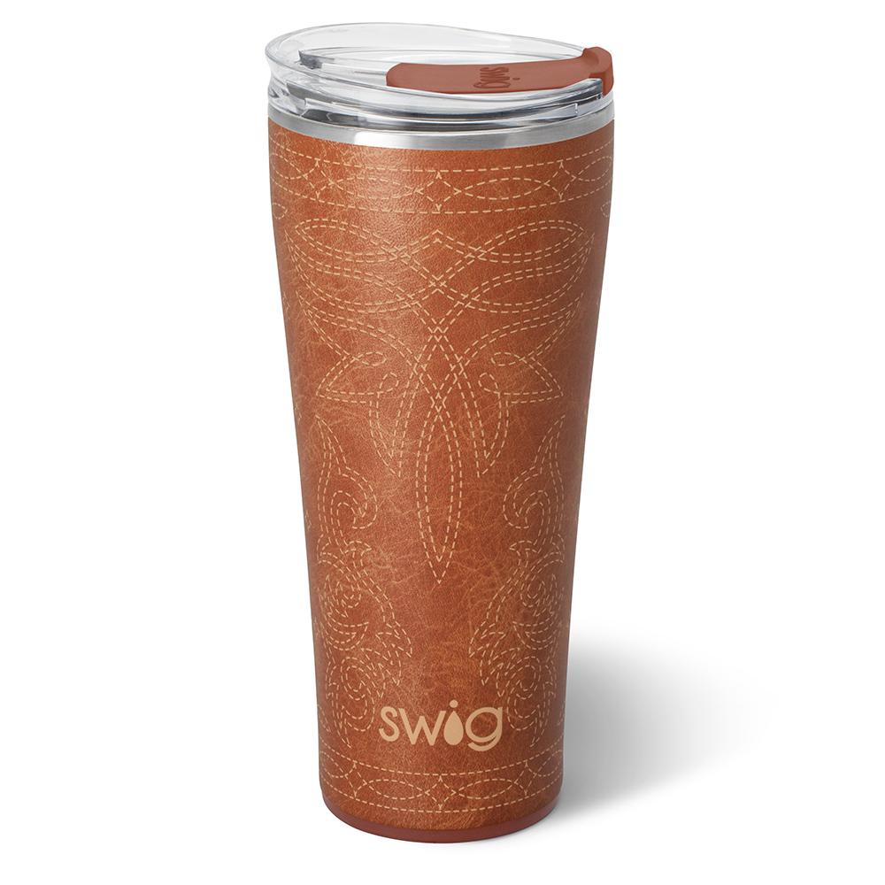 SADDLE COGNAC STITCH 32OZ TUMBLER