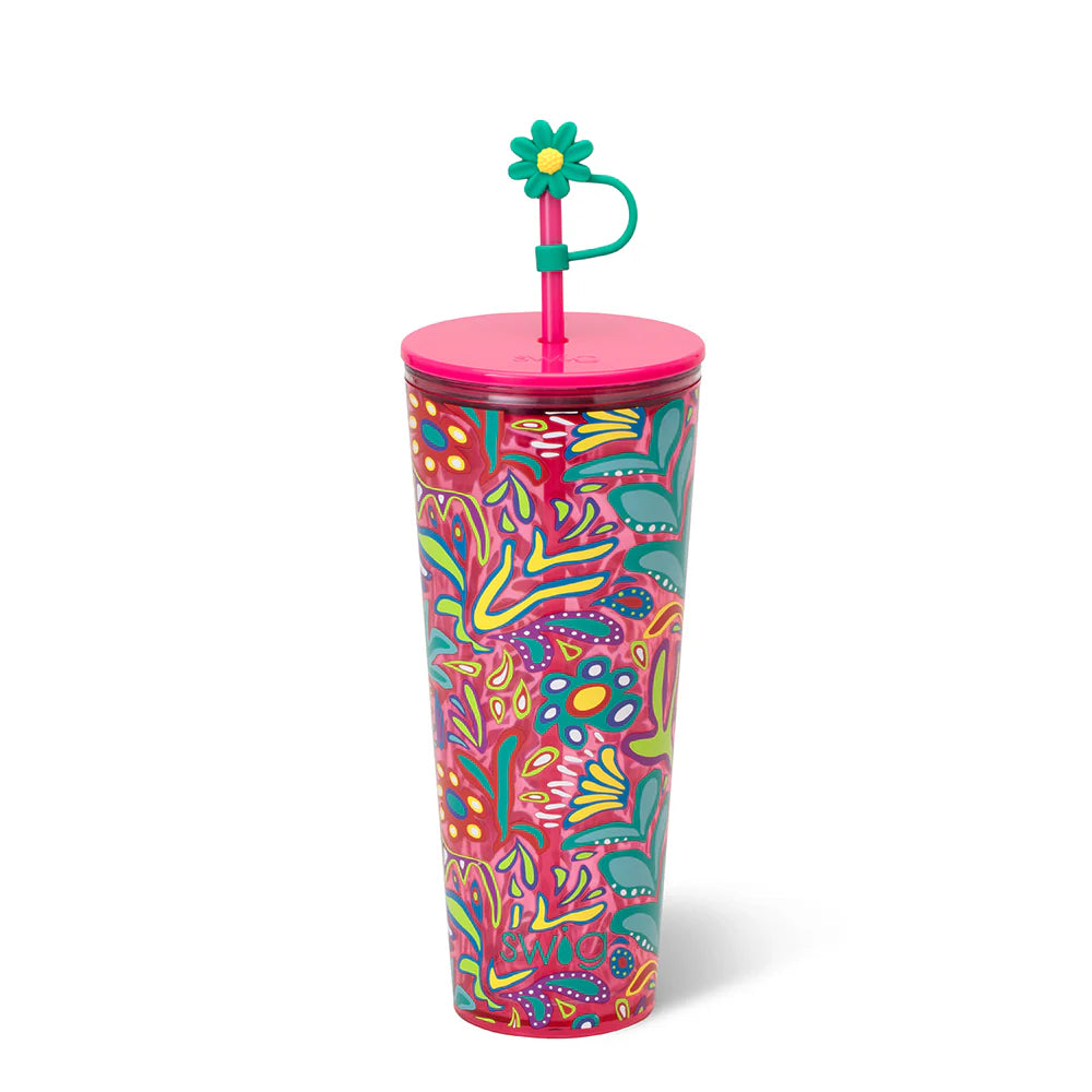 FLORA ROSA PLASTIC TUMBLER 24OZ