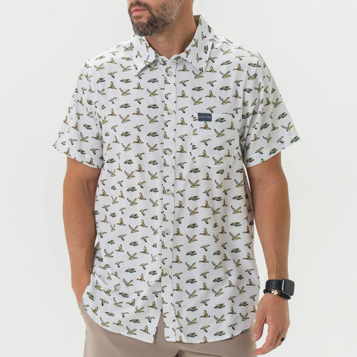 PERFROMANCE BUTTON UP FLYING MALLARD DUCK