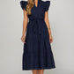LACE EYELET MIDI DRESS