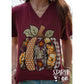 FLORAL PUMPKIN VNECK