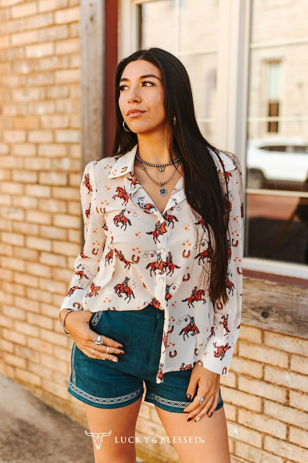 HORSE PEARL SNAP LS TOP