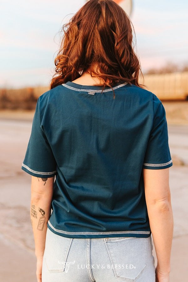 BORN TO RIDE NAVY TEE