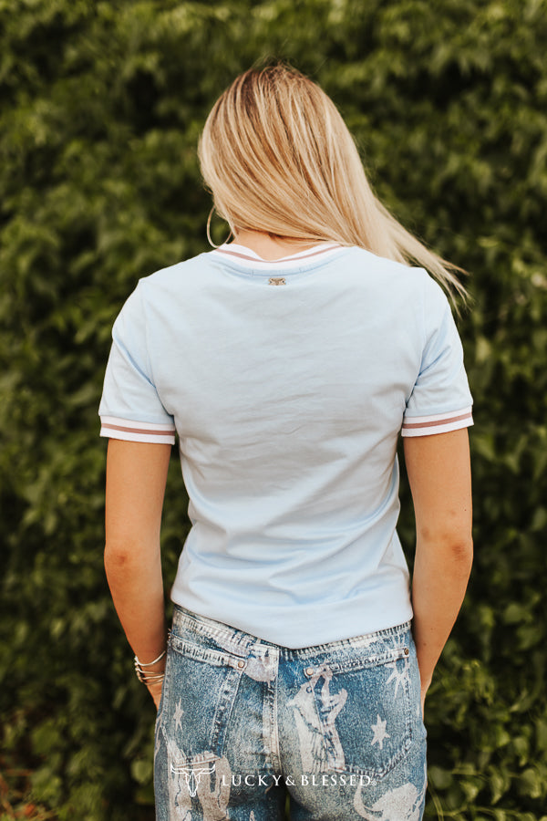 WILD WEST STUD LIGHT BLUE SS TOP