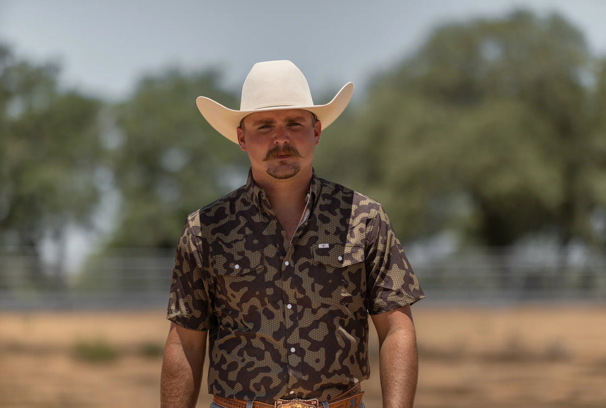 THE GAGE PEARL SNAP BROWN CAMO