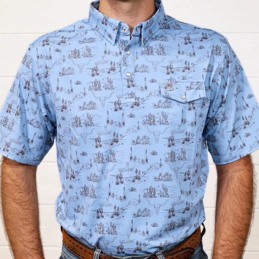 THE BIG SKY PERFORMANCE BLUE POLO